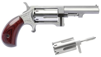 Picture of North American Arms Swc250 Sidewinder 22 Lr Or 22 Wmr Caliber With 2.50" Barrel, 5Rd Capacity Cylinder, Overall Stainless Steel Finish & Rosewood Birdshead Grip Includes Cylinder 