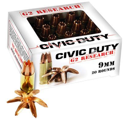 Picture of G2 Research G00602 Civic Duty 9Mm Luger 100 Gr Copper Expansion Projectile 20 Per Box/ 25 Case 