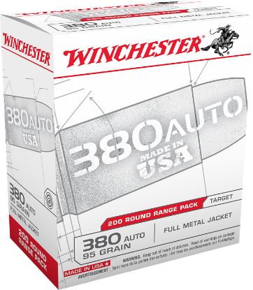 Picture of Winchester Ammo Usa380w Usa 380 Acp 95 Gr Full Metal Jacket 200 Per Box/ 5 Case 