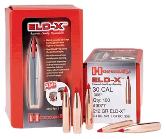 Picture of Hornady 3077 Eld-X 30 Cal .308 212 Gr Extremely Low Drag Expanding 100 Per Box/ 15 Case 