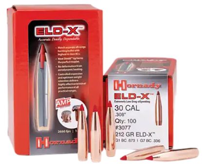 Picture of Hornady 3078 Eld-X 30 Cal .308 220 Gr Extremely Low Drag Expanding 100 Per Box/ 15 Case 