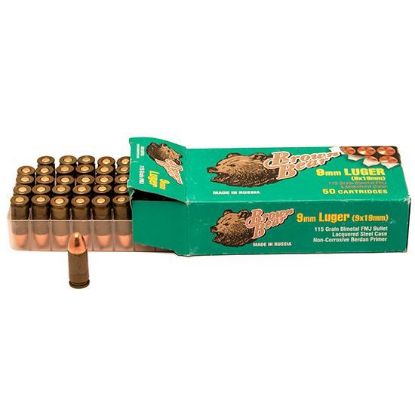Picture of Ammo Brown Bear Aa919rfmj 9Mm Luger 115 Gr. Fmj 500Rds (50 Rd Per Box 10 Boxes Per Case)