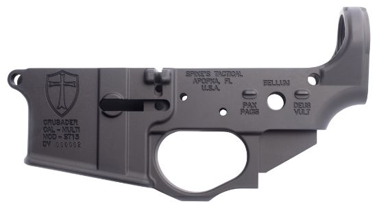 Picture of Spikes Stls022 Crusader Stripped Lower Receiver Multi-Caliber 7075-T6 Aluminum Black Anodized For Ar-15 