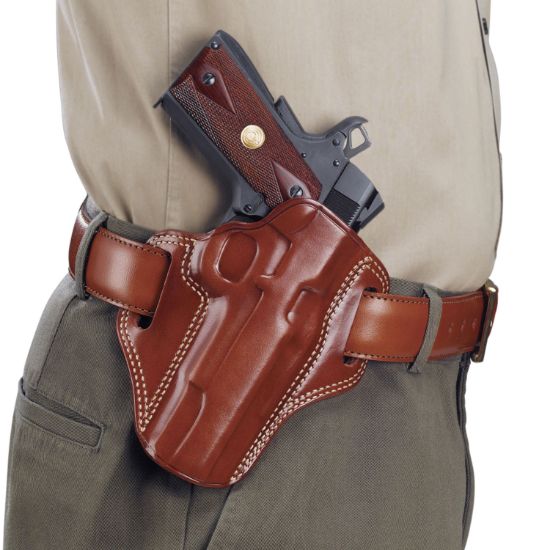 Picture of Galco Cm800 Combat Master Owb Tan Leather Belt Slide Compatible W/ Glock 43/43X, Springfield Hellcat Belt 1.75" Wide Right Hand 