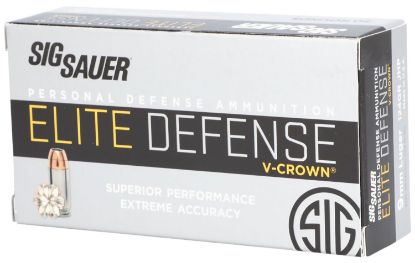 Picture of Sig Sauer E9mma250 Elite Performance 9Mm Luger 124 Gr V Crown Jacketed Hollow Point 50 Per Box/ 10 Case 