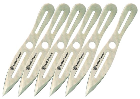 Picture of Smith & Wesson Knives Swtk8cp Throwing Knives 4.50" Fixed Spear Point Plain 2Cr13mov Ss Blade 2Cr13 Stainless Handle Includes 6 Pack 