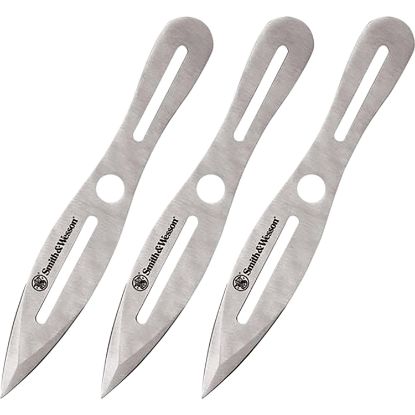 Picture of Smith & Wesson Knives Swtk10cp S&W Throwing Knives 5" Fixed Dual Edge Spear Point Plain 2Cr13mov Ss Blade Stainless Steel Handle Includes Sheath Set Of 3 