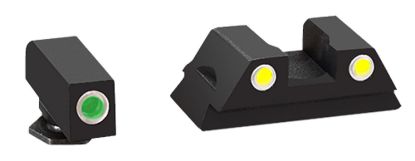 Picture of Ameriglo Gl431 Classic Tritium Sight Set For Glock Black | Green Tritium White Outline Front Sight Yellow Tritium White Outline Rear Sight 