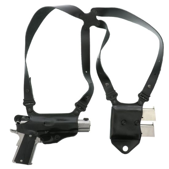 Picture of Galco Mcii212b Miami Classic Ii Shoulder System Size Fits Chest Up To 56" Black Leather Harness Fits 1911 Fits 3.50" Barrel Right Hand 