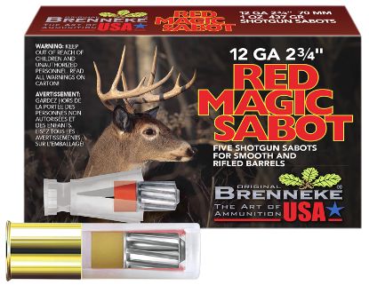 Picture of Brenneke Sl122rms Red Magic 12 Gauge 2.75" 1 Oz Sabot Slug Shot 5 Per Box/ 50 Case 