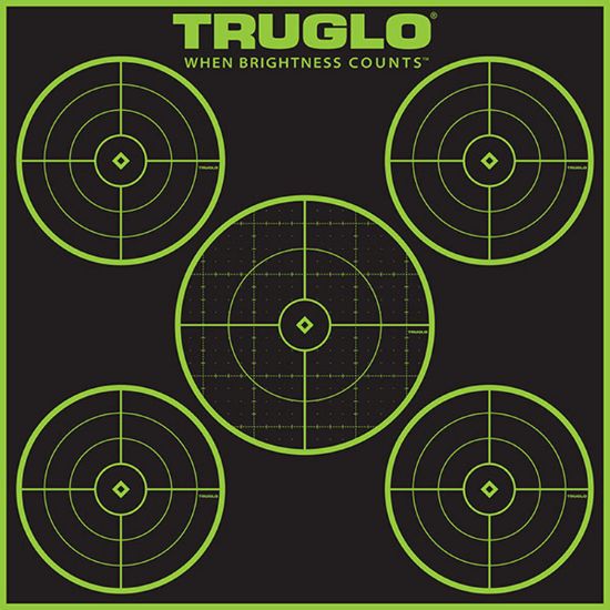 Picture of Truglo Tg11a12 Tru-See 5-Bull Target Black/Green Self-Adhesive Heavy Paper Universal Fluorescent Green 12 Pack Includes Pasters 