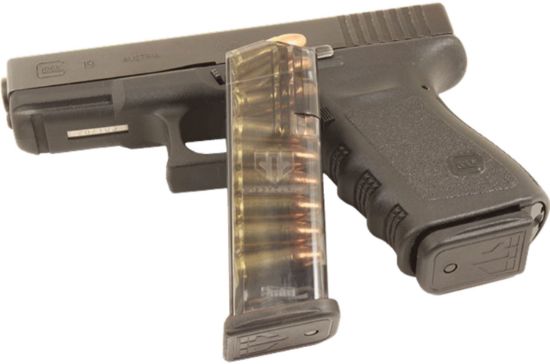 Picture of Ets Group Glk19 Pistol Mags 15Rd 9Mm Luger Compatible W/ Glock 26/19 Gen1-5 Clear Polymer 