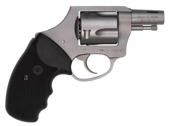 Picture of Charter Arms 74429 Boomer Large 44 Special, 5 Shot 2" Matte Stainless Steel Ported/Tapered Barrel, Matte Stainless Cylinder & Frame W/Black Finger Grooved Rubber Grip 