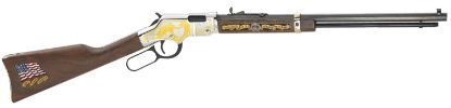 Picture of Henry H004ms2 Golden Boy Military Service Tribute 2 Full Size 22 Short, 22 Long, 22 Lr, 16 Lr/21 Short, 20" Blued Barrel, Nickel-Plated Metal Finish & American Walnut Stock Right Hand 