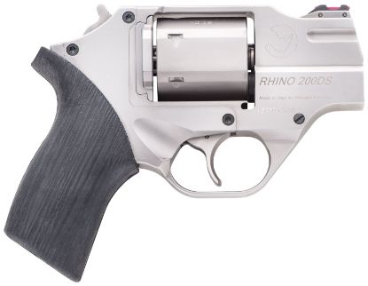 Picture of Chiappa Firearms Cf340218 Rhino 200Ds Small Frame 357 Mag 6 Shot 2" Nickel-Plated Steel Barrel & Cylinder, Nickel-Plated Aluminum Frame, Black Rubber Grip, Concealed Hammer 