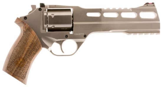 Picture of Chiappa Firearms 340224 Rhino 60Ds Small Frame 357 Mag 6 Shot, 6" Nickel-Plated Steel Vent Rib Barrel & Cylinder, Nickel-Plated Aluminum Frame, Walnut Grip, Concealed Hammer 