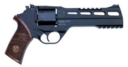 Picture of Chiappa Firearms Cf340248 Rhino 60Sar *Ca Compliant 357 Mag 6 Shot 6" Black Anodized Steel Barrel, Blued Steel Cylinder, Black Anodized Aluminum Frame & Barrel Shroud, Picatinny Rails, Walnut Grip 