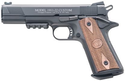 Picture of Chiappa Firearms 401101 1911-22 Custom 22 Lr 10+1 5" Blued Serrated Steel Slide W/Picatinny Rail & Beavertail Frame, Stippled Walnut Grip 