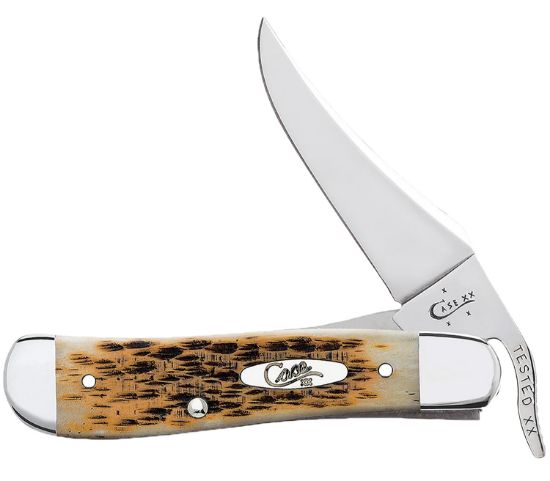 Picture of Case 0260 6 Russlock 2.70" Folding Russlock Clip Plain Mirror Polished Tru-Sharp Ss Blade/Peach Seed Jigged Amber Bone Handle 