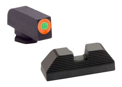 Picture of Ameriglo Gl436 Protector Sight Set For Glock Black | Green Tritium With Orange Outline Front Sight Black Serrated Rear Sight 