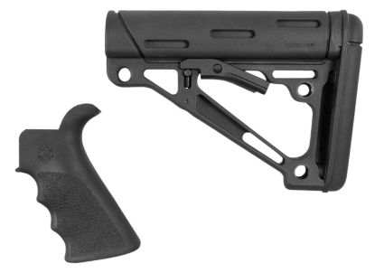 Picture of Hogue 15056 Overmolded Combo Kit Collapsible Black Overmolded Rubber Black Synthetic & Black Rubber Grip For Ar15, M16 With Mil-Spec Tube (Tube Not Included) 