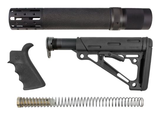 Picture of Hogue 15078 Overmolded Stock Kit Black Synthetic For Ar-15, M16 Includes Rifle Length Forend & Finger Groove Grip 