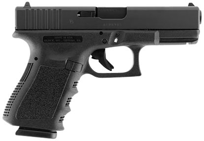 Picture of Glock Ui1950201 G19 Gen3 Compact 9Mm Luger 10+1 4.02" Black Steel Barrel, Matte Black Serrated Slide, Black Polymer Frame W/Accessory Rail, Black Finger Grooved Polymer Grip, Right Hand Usa Made 