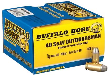 Picture of Buffalo Bore Ammunition 23F20 Outdoorsman Strictly Business 40 S&W 200 Gr Hard Cast Flat Nose 20 Per Box/ 12 Case 