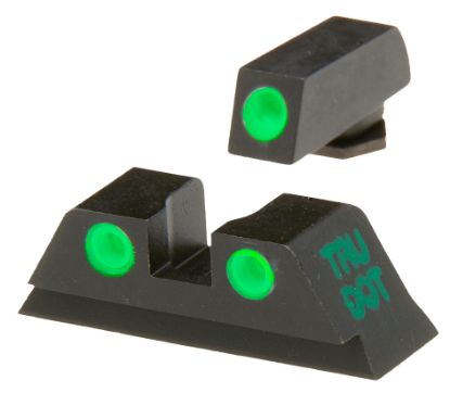 Picture of Meprolight Usa 102203131 Tru-Dot Sight Set Fixed Green Tritium Front & Rear/ Black Frame Compatible W/Glock 42 Front Post/Rear Dovetail Mount 