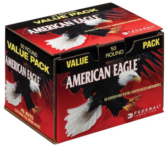 Picture of Federal Ae45a50 American Eagle Handgun 45 Acp 230 Gr Full Metal Jacket 50 Per Box/ 10 Case 