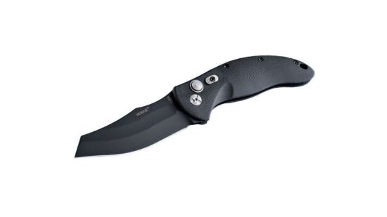 Picture of Hogue Ex-A04 3.5 Inch Automatic Folder Wharncliffe Blade Tumbled Finish Alum Frame - Matte Black