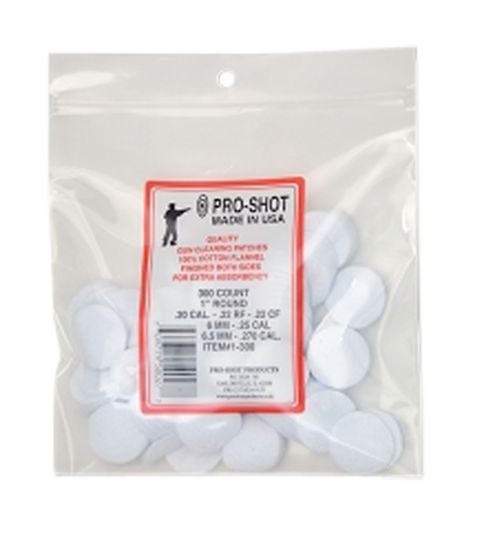 Picture of Pro-Shot 1300 Cleaning Patches .22 - .270 Cal 1" Round Cotton Flannel 300 Per Bag 