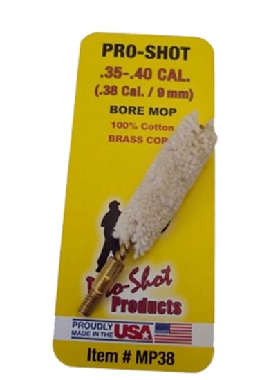 Picture of Pro-Shot Mp38 Bore Mop .35 - .40 Cal Pistol #8-32 Thread 100% Cotton Brass Core 