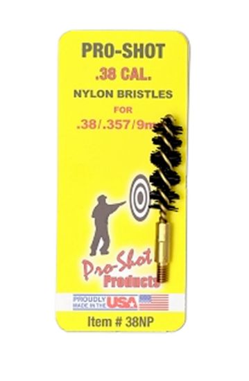 Picture of Pro-Shot 38Np Bore Brush 9Mm Pistol #8-32 Thread Nylon Bristles Brass Core 