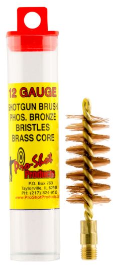 Picture of Pro-Shot 12S Bore Brush 12 Gauge Shotgun #5/16-27 Thread Bronze Bristles Looped Tip Brass Core 