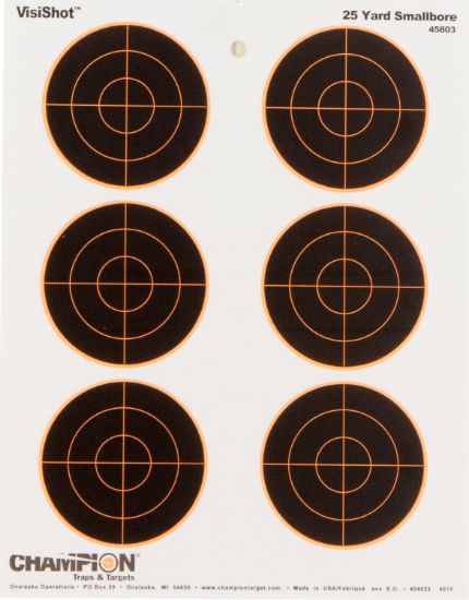 Picture of Champion Targets 45803 Visishot Bullseye Paper Hanging 25 Yds Small Bore Rifle 8.50" X 11" Black/White 10 Pack 