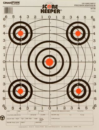 Picture of Champion Targets 45726 Score Keeper Bullseye Paper Hanging 100 Yds Pistol/Rifle 14" X 18" Multi-Color 12 Pk 