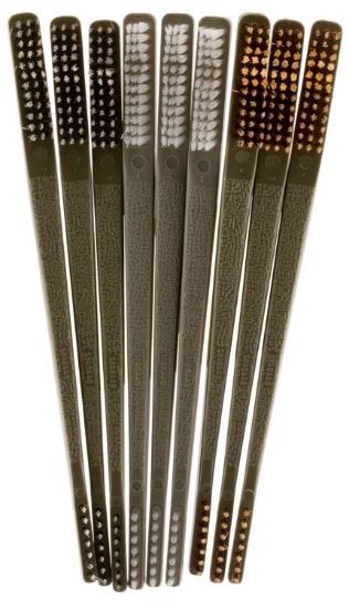 Picture of Otis Fg316bp Ap Brushes Variety Pack Multi-Caliber Universal Firearm 10" Long Bronze/Nylon/Stainless Steel Bristles 9 Per Pkg 