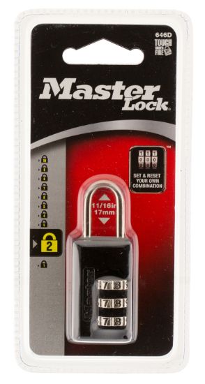 Picture of Master Lock 646D Combination Lock Open With Combination Black Steel 