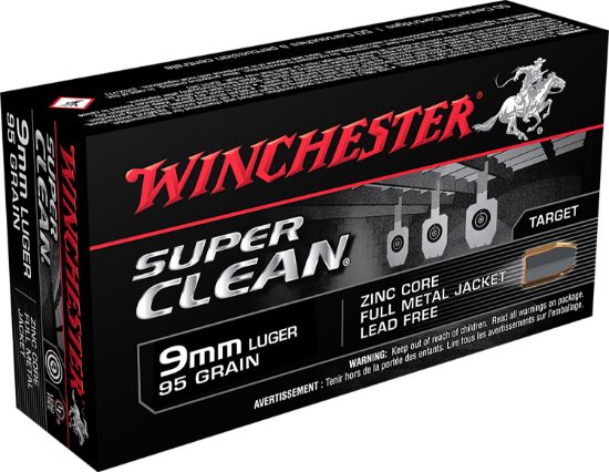 Picture of Winchester Ammo W9mmlf Super Clean 9Mm Luger 95 Gr Lead Free Full Metal Jacket 50 Per Box/ 10 Case 