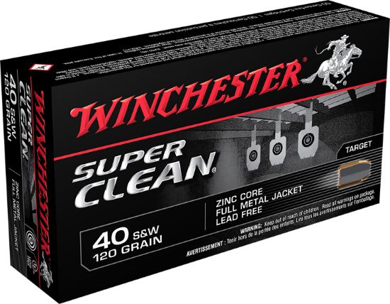 Picture of Winchester Ammo W40swlf Super Clean 40 S&W 120 Gr Lead Free Full Metal Jacket 50 Per Box/ 10 Case 