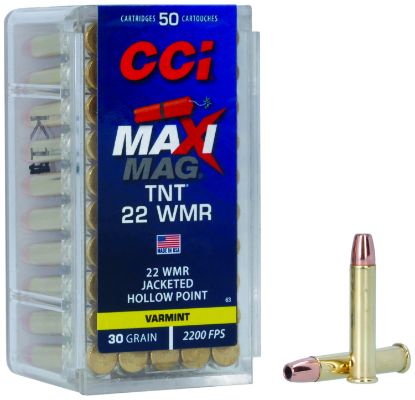 Picture of Cci 0063 Maxi-Mag Tnt 22 Wmr 30 Gr Tnt Jacketed Hollow Point 50 Per Box/ 40 Case 