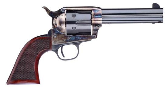 Picture of Taylors & Company 556201De Short Stroke Smoke Wagon 45 Colt (Lc) 6Rd 4.75" Blued Cylinder & Barrel Color Case Hardened Steel Frame Checkered Walnut Navy Size Grip (Taylor Tuned) 