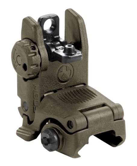 Picture of Magpul Mag248-Odg Mbus Sight Rear Olive Drab Green Polymer, Spring-Loaded Flip Up For Ar-15/ M16 