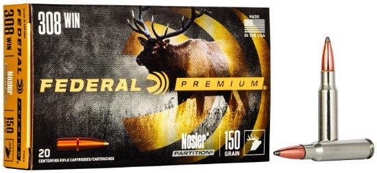 Picture of Federal P308s Premium 308 Win 150 Gr Nosler Partition 20 Per Box/ 10 Case 