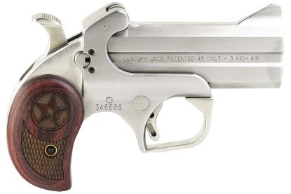 Picture of Bond Arms Bac2k Century 2000 45 Colt (Lc)/410 Gauge 2Rd 3.50" Stainless Steel Double Barrel & Frame, Auto Extractor & Rebounding Hammer, Blade Front/Fixed Rear Sights, Rosewood Grip, Manual Safety 