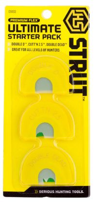Picture of Hs Strut 05933 Ultimate Starter Pack Diaphragm Call Attracts Turkeys Yellow 3 Per Pkg 