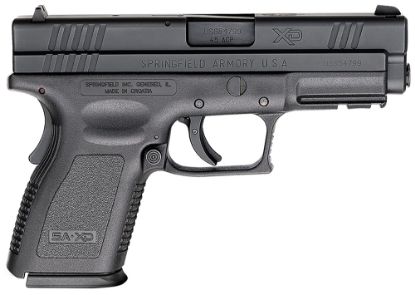 Picture of Springfield Armory Xd9645 Xd *Ca Compliant Compact Frame 45 Acp 10+1, 4" Black Melonite Steel Barrel, Black Melonite Serrated Steel Slide, Black Polymer Frame W/Picatinny Rail 