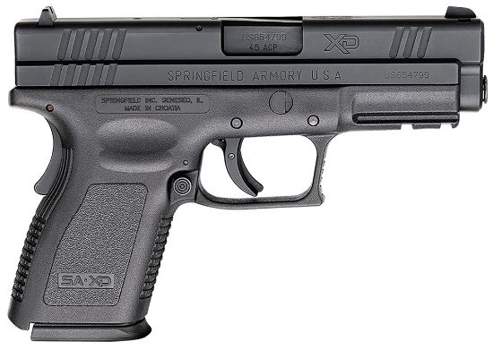 Picture of Springfield Armory Xd9645 Xd *Ca Compliant Compact Frame 45 Acp 10+1, 4" Black Melonite Steel Barrel, Black Melonite Serrated Steel Slide, Black Polymer Frame W/Picatinny Rail 