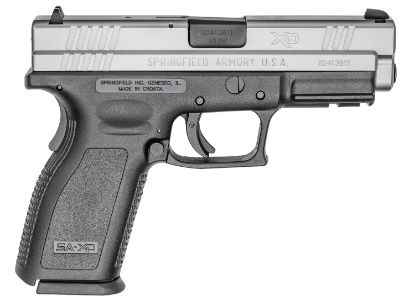 Picture of Springfield Armory Xd9302 Xd Service *Ca Compliant 40 S&W 10+1 4" Black Melonite Steel Barrel, Serrated Stainless Steel Slide, Black Polymer Frame W/Picatinny Rail 